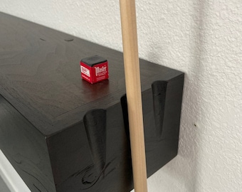 Pool cue holder shelf.  Rustic walnut wood