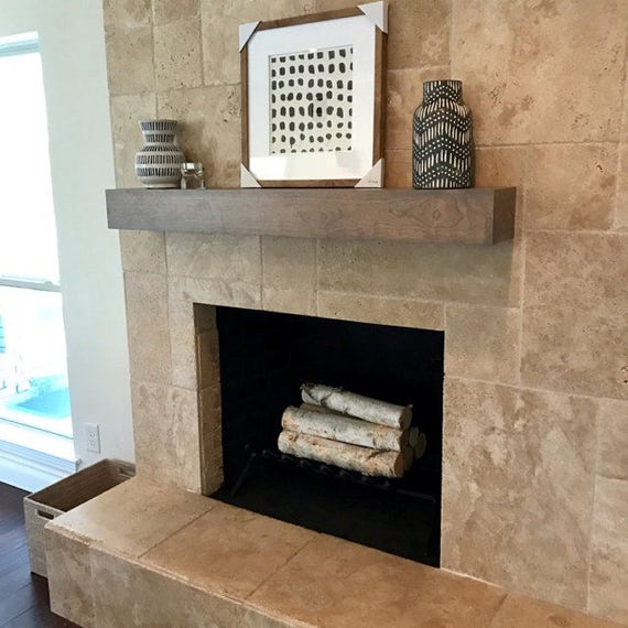 Light Grey Cherry Wood Beam Mantel Etsy