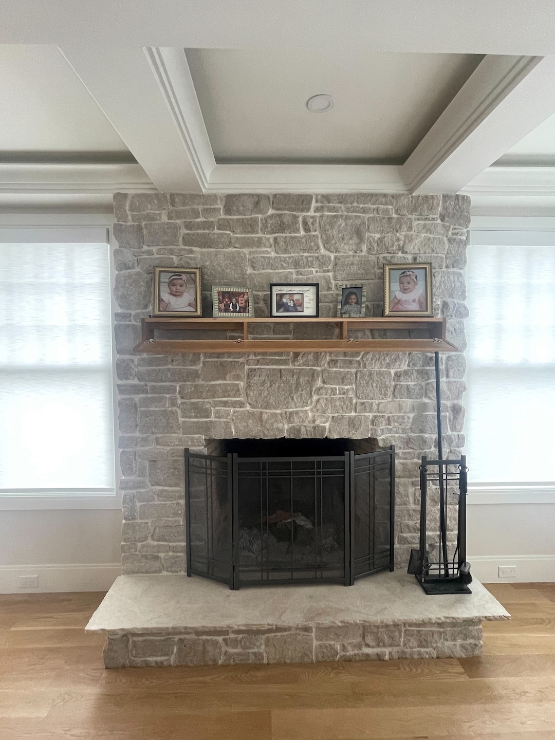 White Oak Fireplace Mantel With Hidden Storage Drop Front - Etsy UK