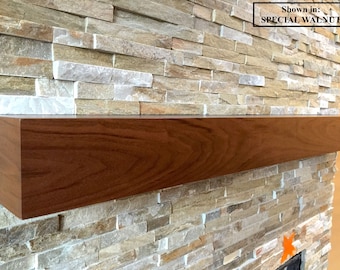 Modern Walnut Beam Mantel, Black Walnut Mantel, Wood Mantel, Fireplace Mantel