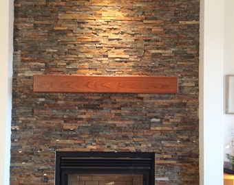 Modern Cherry Fireplace Mantel with Rounded Edges, Cinnamon Stain