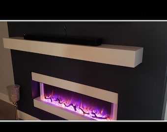 Modern White hidden storage Mantle.