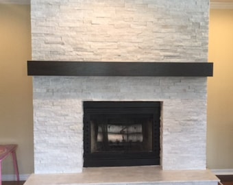 Dark Stained Cherry Beam Fireplace Mantel