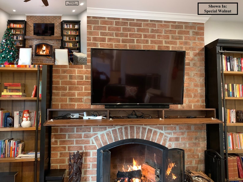 Hidden Storage Mantel Knotted Walnut Fireplace Mantel with Etsy