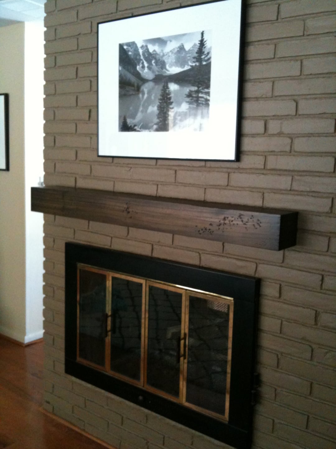 Modern Poplar Wood Fireplace Mantel With Custom Light - Etsy