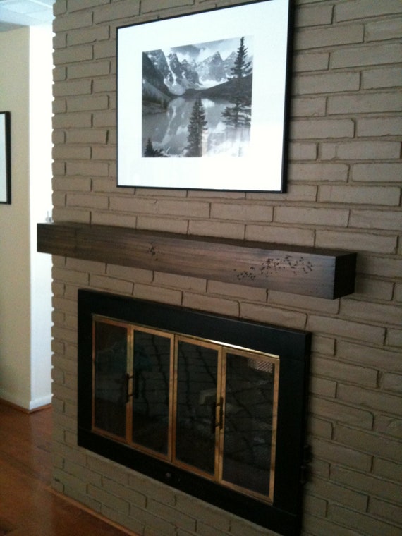 Modern Poplar Wood Fireplace Mantel With Custom Light - Etsy