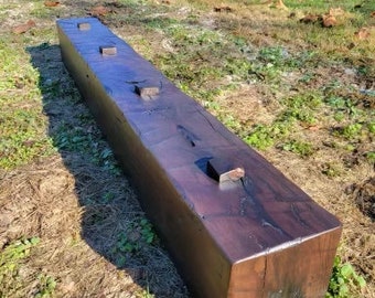 Rustic Knotted Walnut Beam Mantel, Distressed Hand Hewn Fireplace Mantel