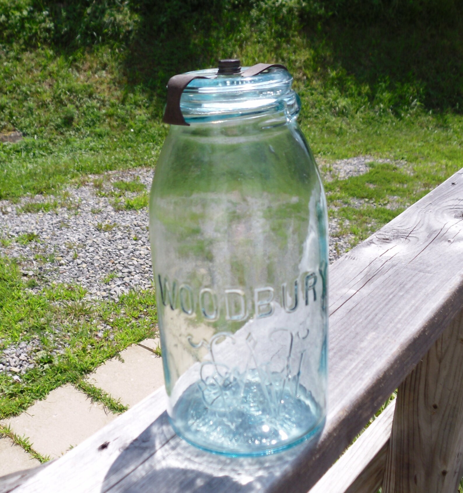 Vintage Woodbury aqua fruit canning jar no. 5 with lid and Etsy