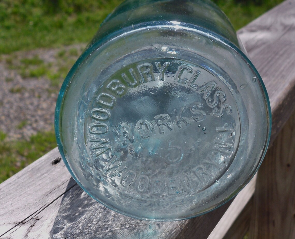 Vintage Woodbury aqua fruit canning jar no. 5 with lid and Etsy