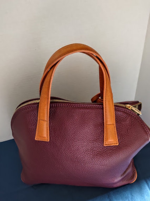 VALENTINA Italy Pebbled Leather Dome Satchel Tote - Gem