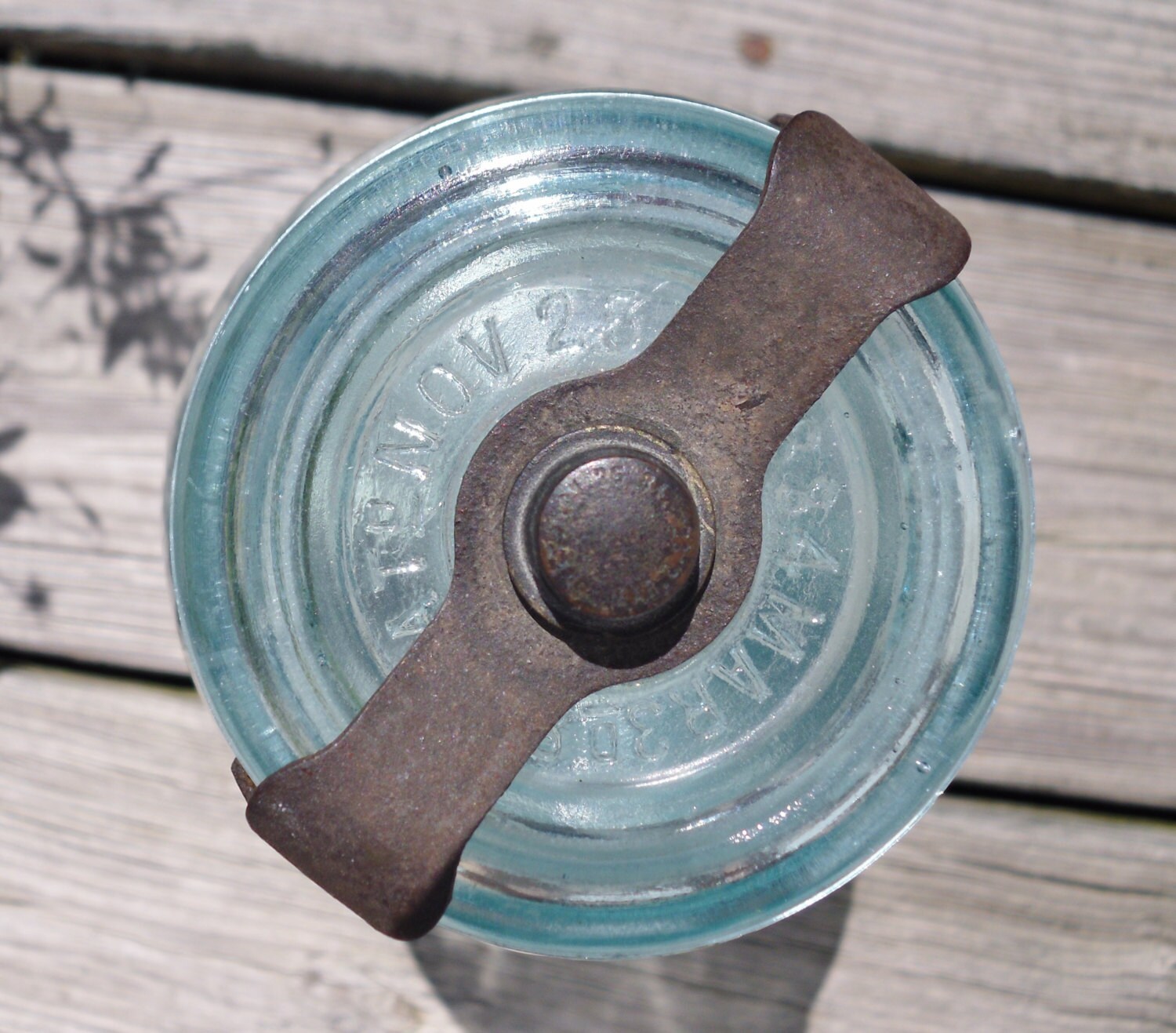 Vintage Woodbury aqua fruit canning jar no. 5 with lid and Etsy