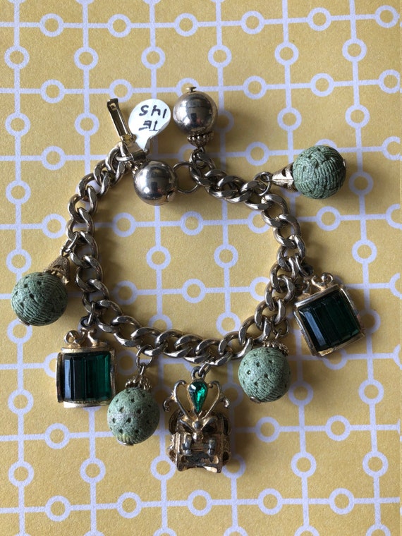 Beautiful Green Rhinestone Charm Bracelet