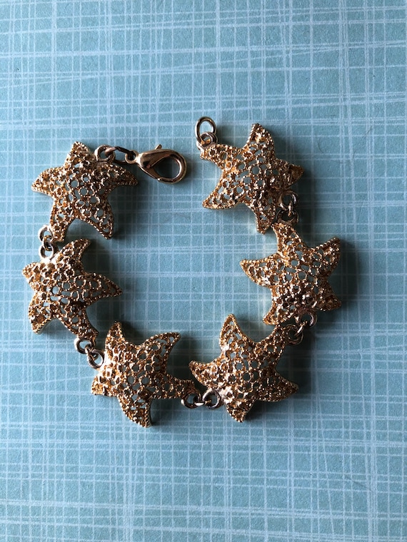 Gold Tone Starfish Link Bracelet