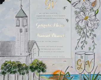 Wedding Invitation Keepsake, custom artwork ready to frame