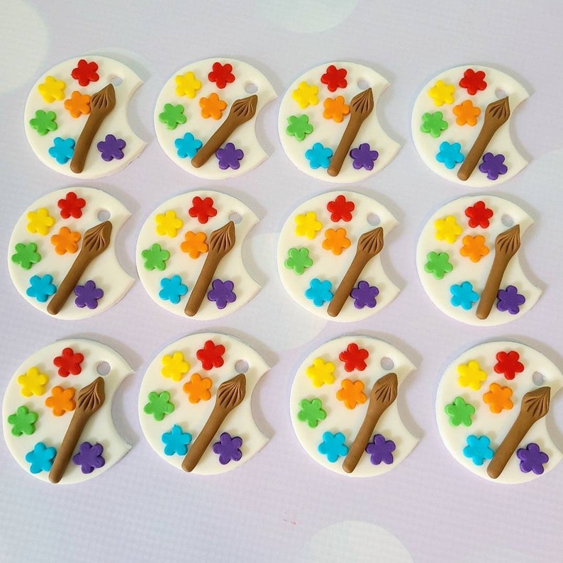 Artist Paint Palette Fondant Cupcake Cookie Toppers Etsy