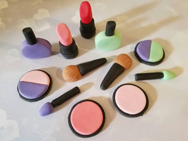 Customized Fondant Makeup Cupcake Toppers Cake Decorating Set Etsy