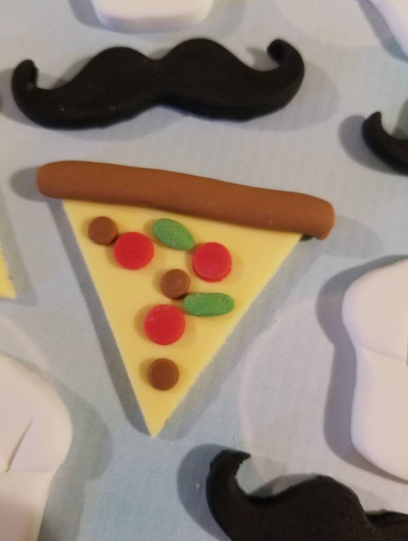 Pizza Party Fondant Cupcake Toppers Etsy