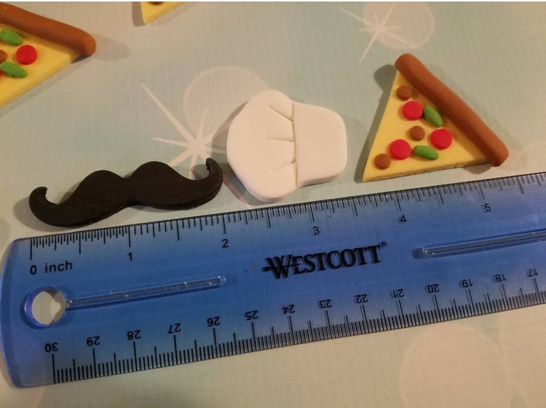 Pizza Party Fondant Cupcake Toppers Etsy