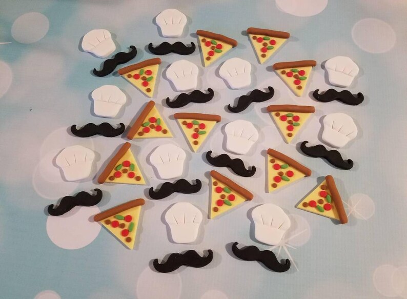 Pizza Party Fondant Cupcake Toppers Etsy
