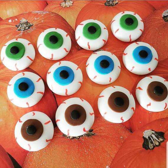 Fondant Halloween Eyeball Cupcake Cake Decorations Etsy