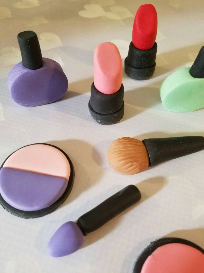 Customized Fondant Makeup Cupcake Toppers Cake Decorating Set Etsy