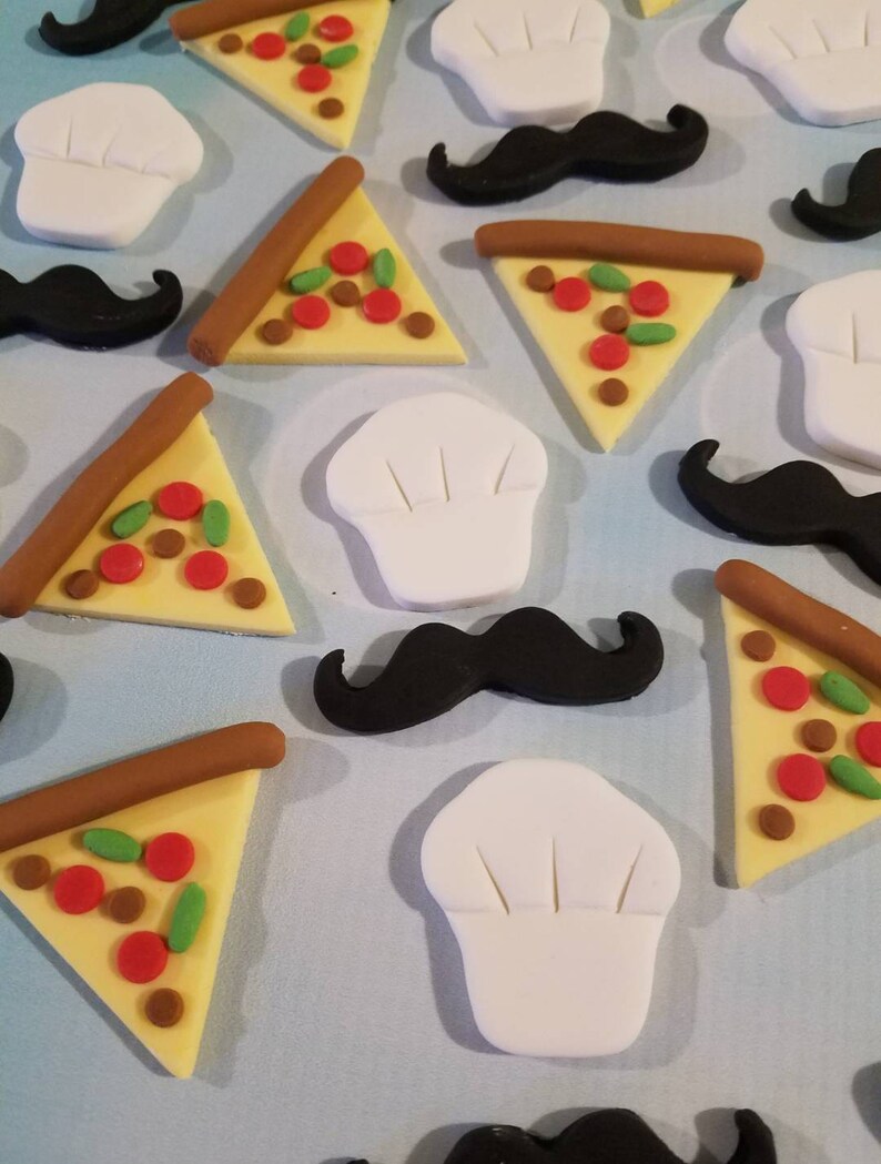 Pizza Party Fondant Cupcake Toppers Etsy