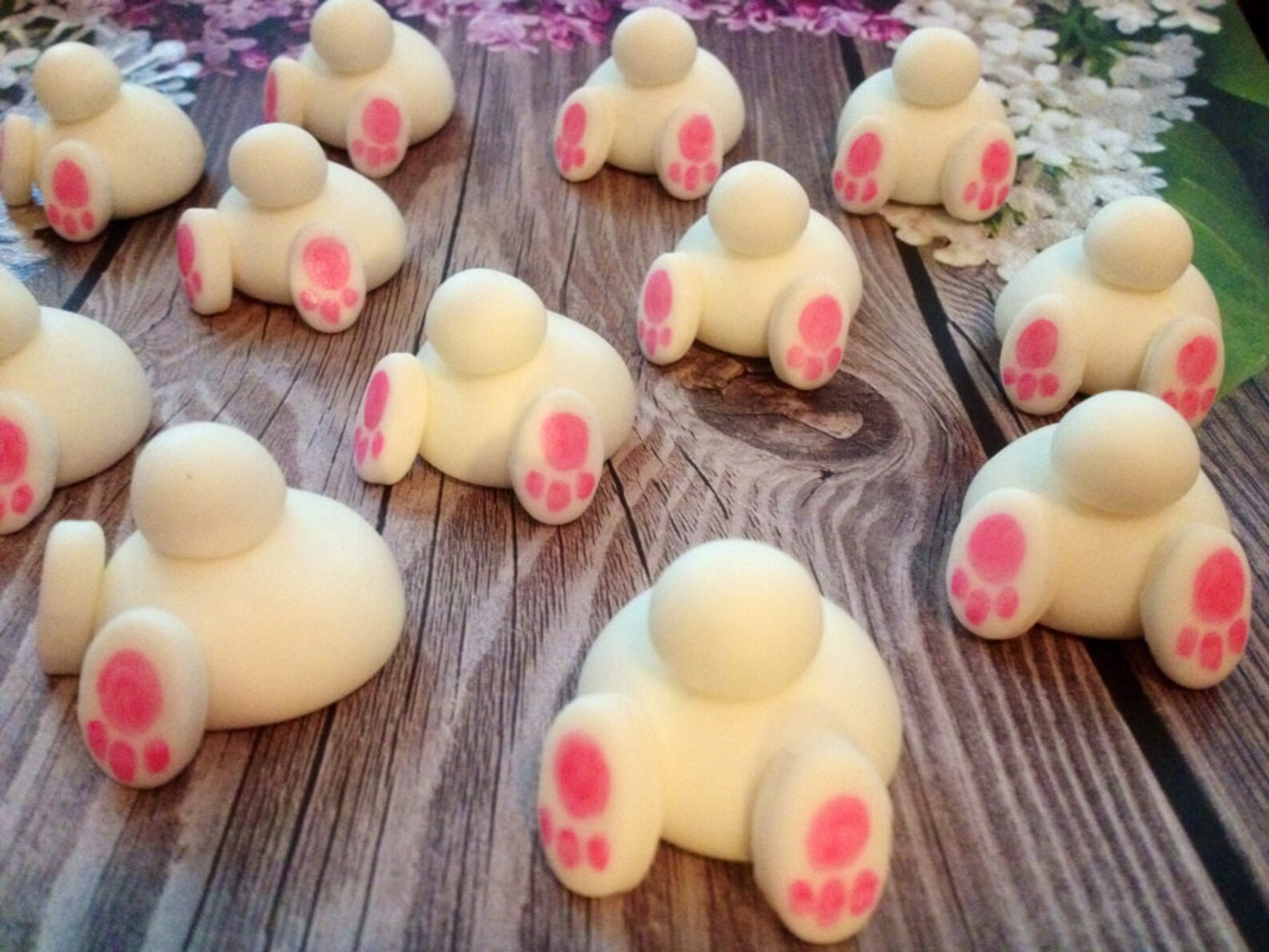 Fondant Bunny Rabbit Butt Easter Cupcake Toppers Etsy