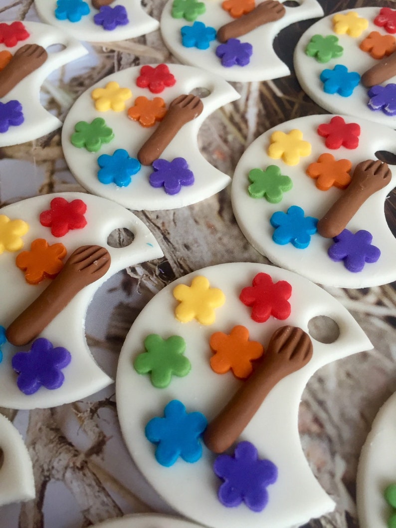 Artist Paint Palette Fondant Cupcake Cookie Toppers Etsy