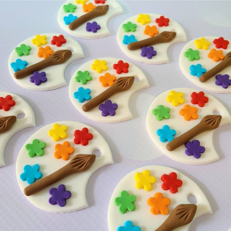 Artist Paint Palette Fondant Cupcake Cookie Toppers Etsy