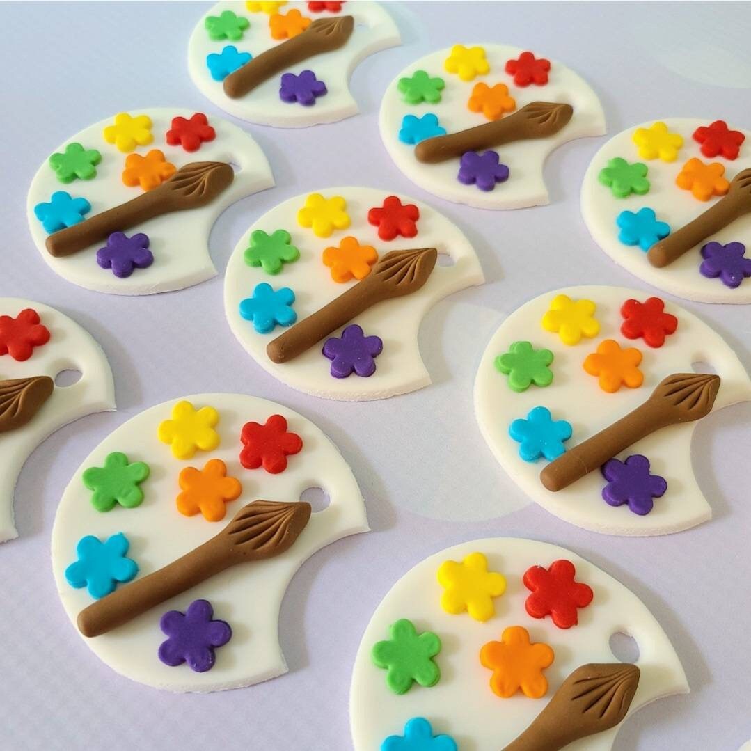 Artist Paint Palette Fondant Cupcake Cookie Toppers Etsy