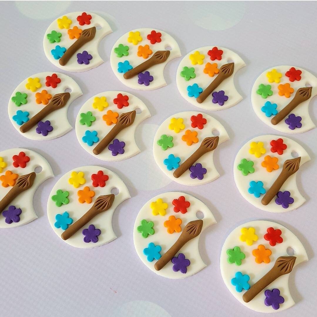 Artist Paint Palette Fondant Cupcake Cookie Toppers Etsy