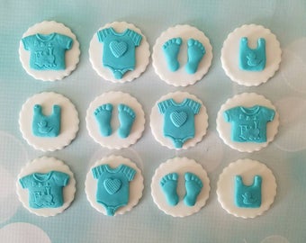 Baby Shower Fondant Cupcake Cookie Toppers