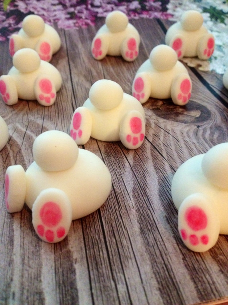 Fondant Bunny Rabbit Butt Easter Cupcake Toppers Etsy