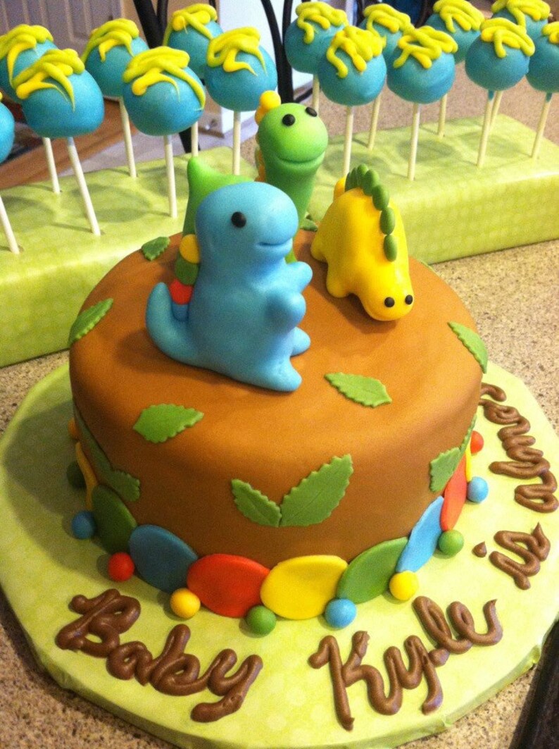 Fondant Dinosaur Cake Toppers Etsy