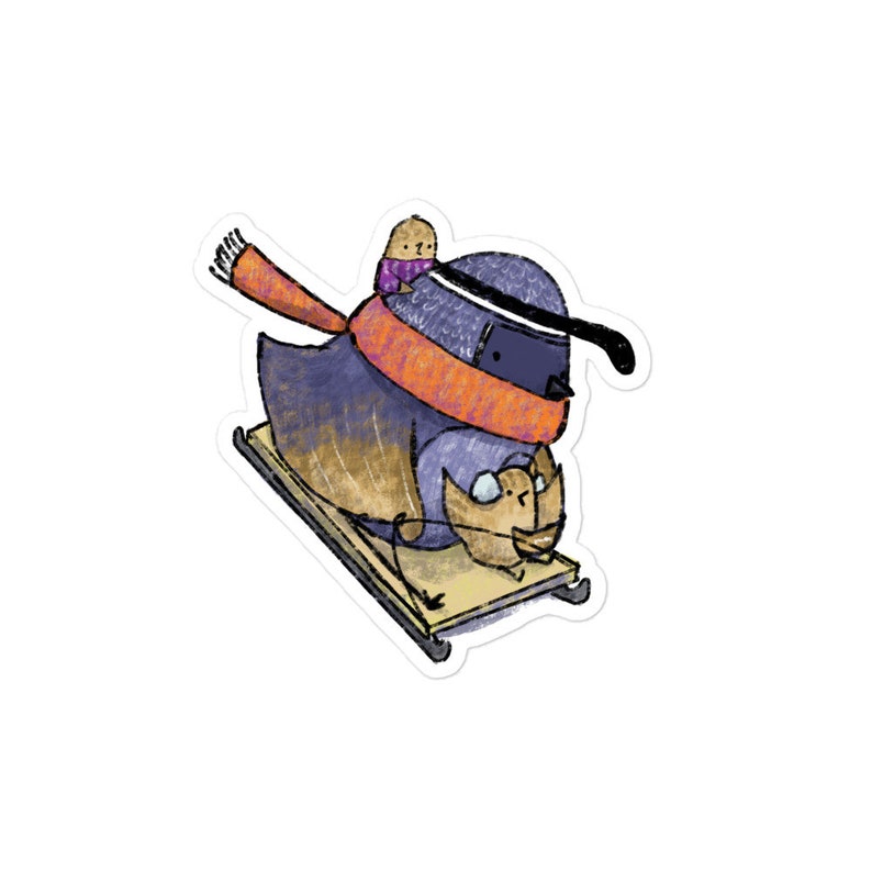 Winter Quail Sledding Sticker image 2