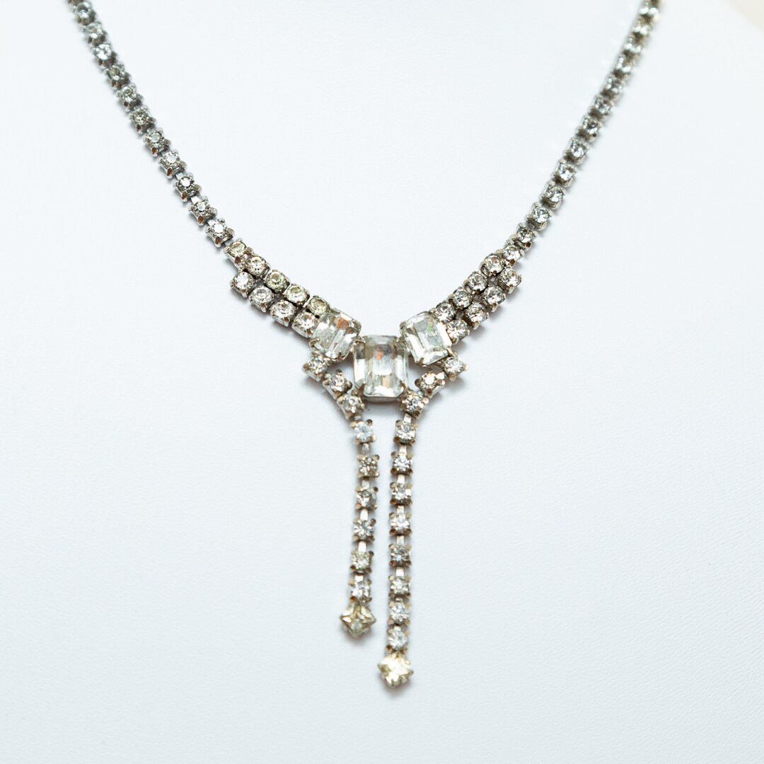 Vintage Crystal Lariat Necklace Etsy UK