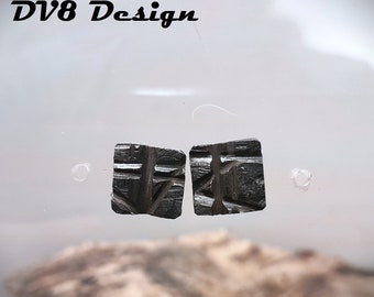 OOAK  Abstract Hand Carved Steel Earrings