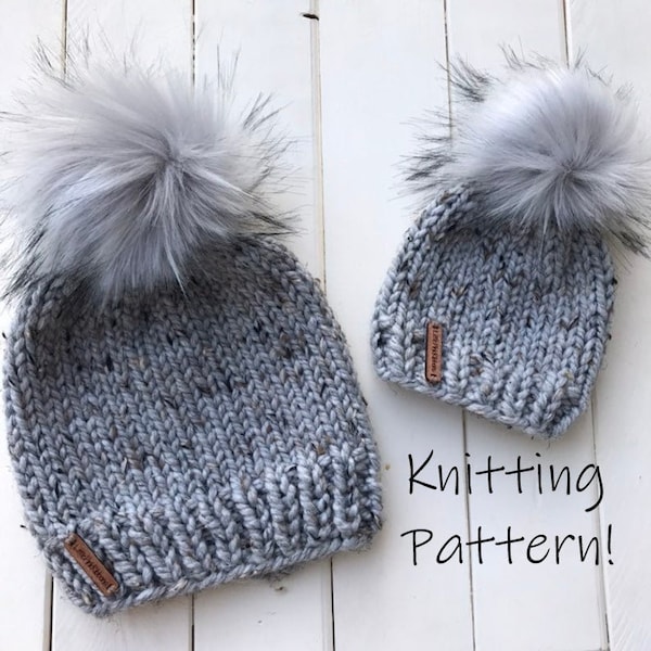 Knit Beanie Pattern: Super Bulky Yarn, Newborn to Adult (PDF Pattern)