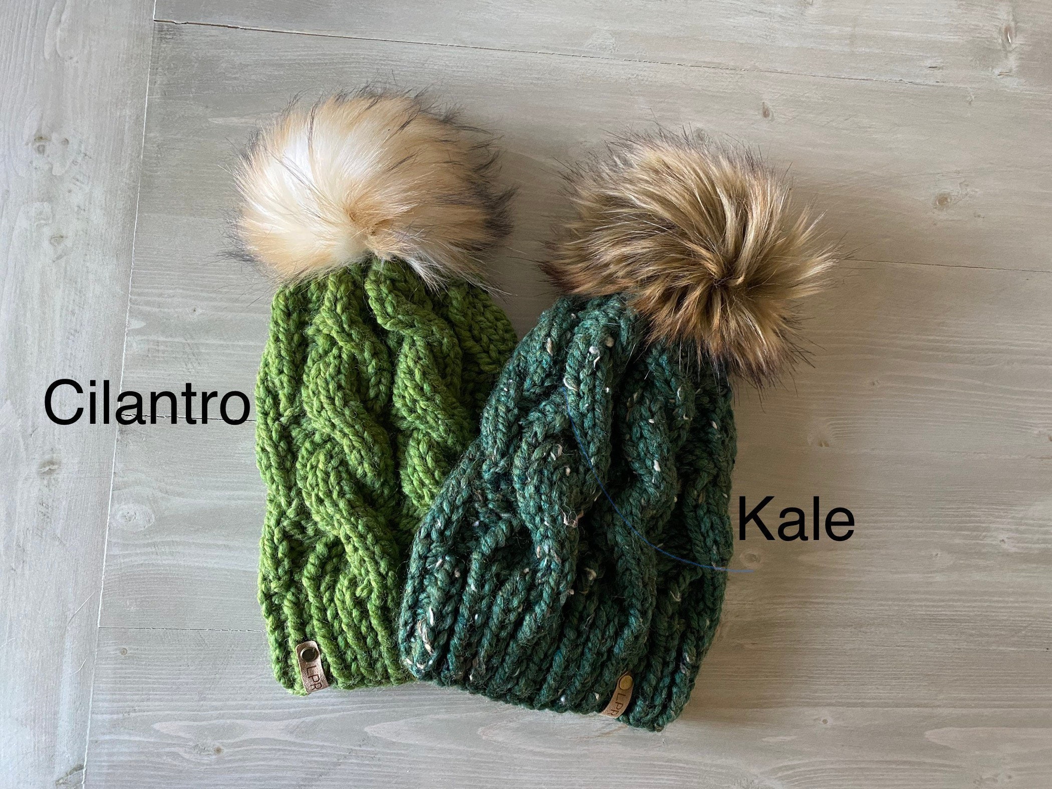 Handmade Knit Hat Faux Fur Pom Pom Womens Hat Teen Removable Fur