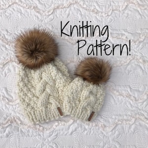 Marie Beanie Knit Pattern: Cable Hat, Baby to Adult (Digital Download)