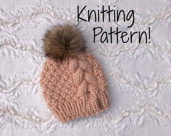 PATTERN // ADULT ONLY // Marie Beanie //Braided Cable Knit Beanie Pattern // Beanie Pattern // Knit Hat Pattern // Knit Beanie Pattern //