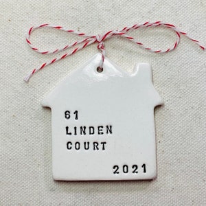 new home ceramic keepsake Christmas ornament personalized with your address image 4