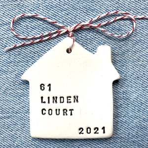 new home ceramic keepsake Christmas ornament personalized with your address image 9