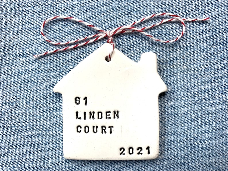 new home ceramic keepsake Christmas ornament personalized with your address image 9