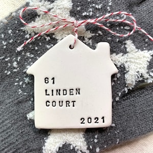 new home ceramic keepsake Christmas ornament personalized with your address image 8