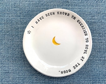 stamped clay 'howl' quote ceramic jewelry dish bowl