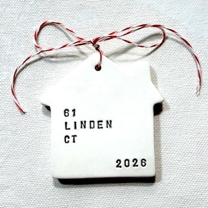 new home ceramic keepsake Christmas ornament personalized with your address