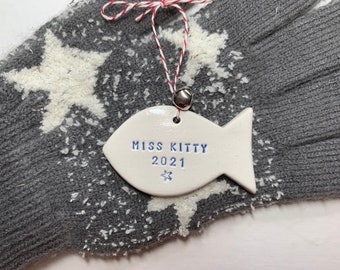 personalized cat Christmas ornament