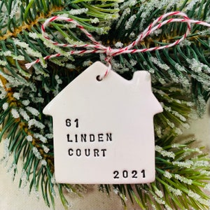 new home ceramic keepsake Christmas ornament personalized with your address image 7