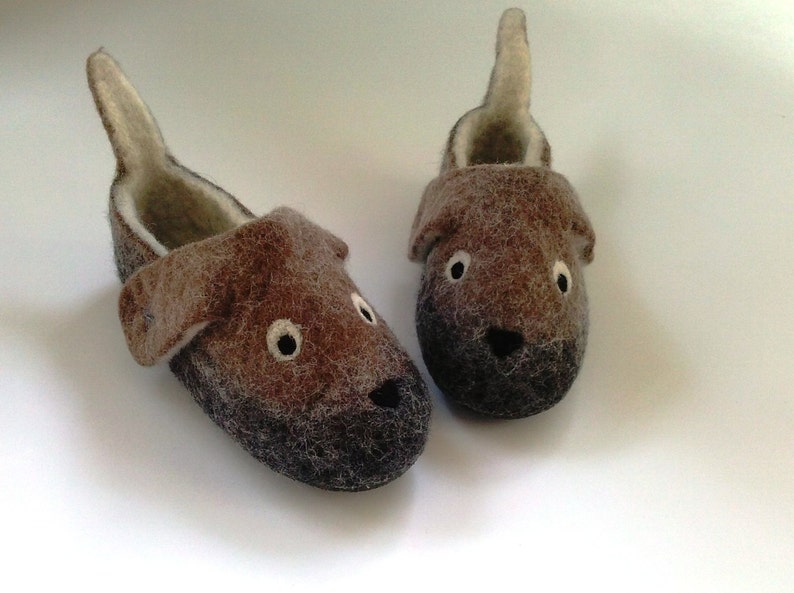 toddlers kids Doggies baby Felted wool slippers for children